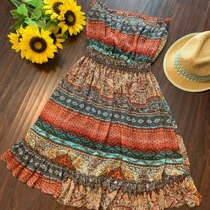 Body Central Boho Strapless Dress